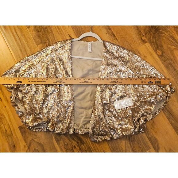 Mural NWT Gold Bling Sequence Cropped Jacket. Onesize. FLAW!! Party. Drag queen. - Picture 8 of 14
